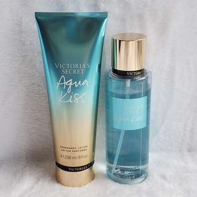 Set Of Victoria's Secret Aqua Kiss Body Lotion 8oz And Fragrance Mist 8.4oz New