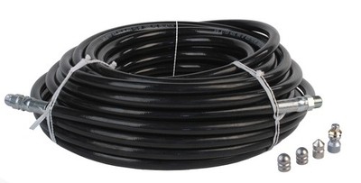 Sewer Jetter Hose 4400 PSI & 4 Thruster Flusher Degreaser Spinner Nozzles