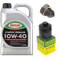MotoröL Filter Set Meguin 10W-40 5 Liter + Schraube FüR VW Lupo 1.0 6E1 6X1 50PS