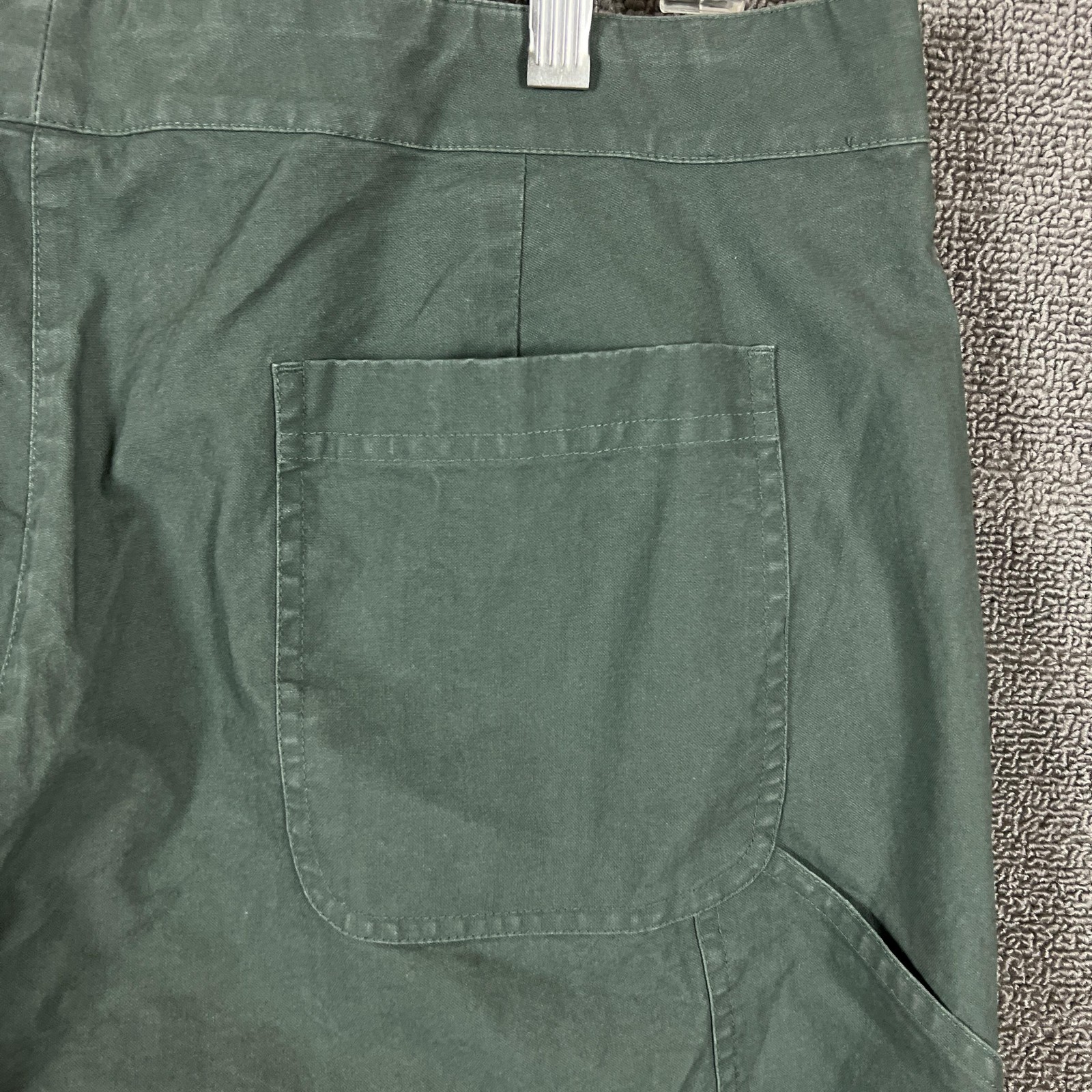 Eileen Fisher Pants Womens XL Green Sailcloth Cropped Carpenter Utility