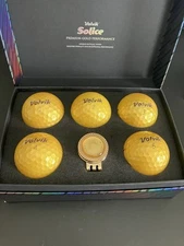 Volvik Gold Edition Solice Premium Golf Ball Set. 5/Gold Balls Marker & Hat Clip