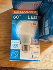 Lot of 4 Sylvania 60W LED Light Bulbs A19 Base Cool Daylight 800 Lumens