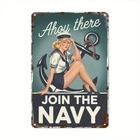Ahoy There Join The Navy Vintage Garage Tin Metal Signs Home Décor 8x12
