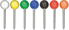 Medium Head Map Tacks, 3/8-Inch Shank, 3/16-Inch Head, Box of 100, Assorted C...