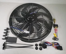 16" Inch Electric Radiator Fan High 3000+ CFM Thermostat Wiring Switch Relay Kit