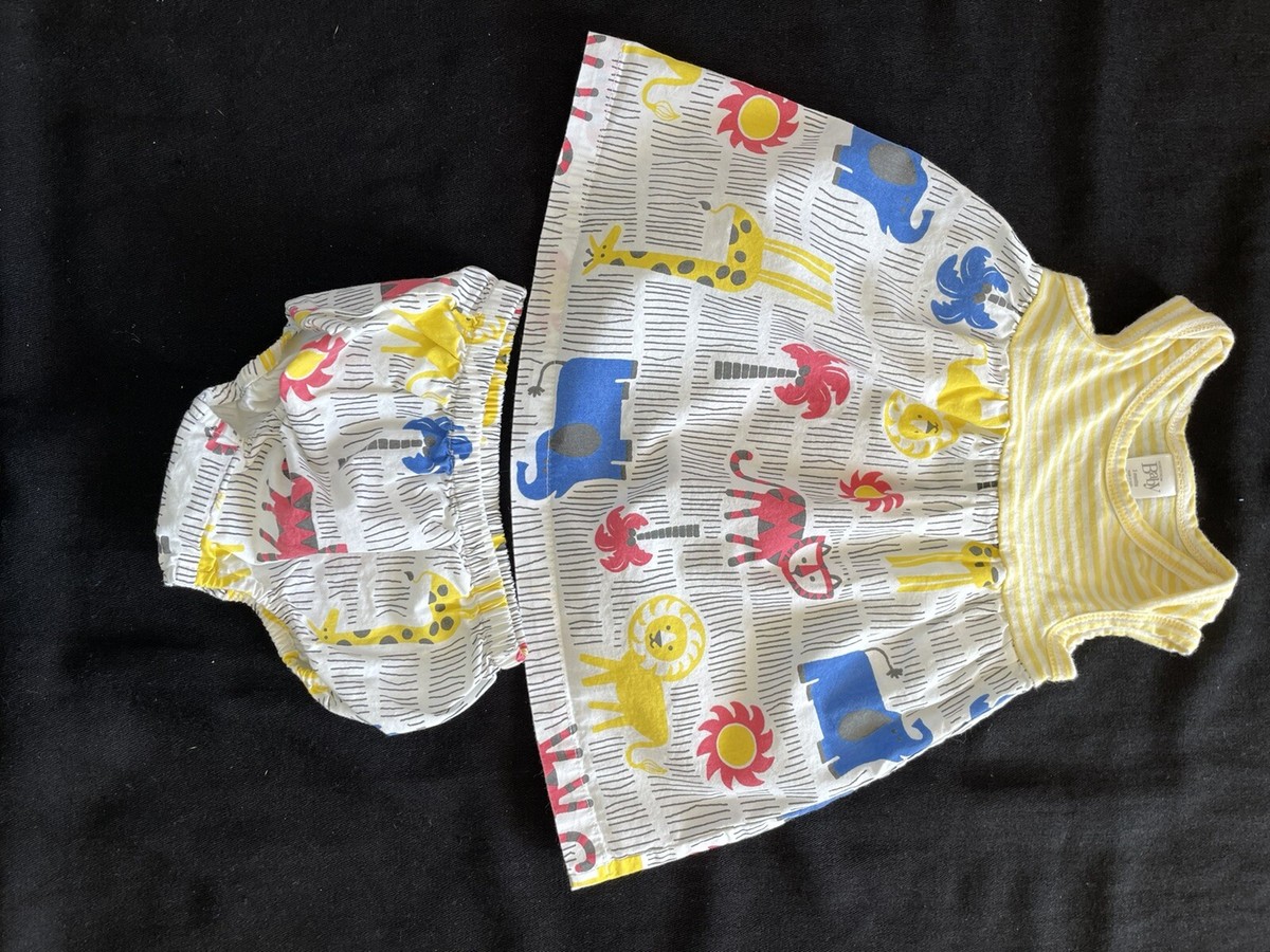 Nordstrom Baby NWOT Zoo Animals 100% Cotton Dress Diaper Cover Mos