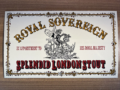 Emailschild, Bier, Royal Sovereign, Splendid London Stout, 18,5 x 31,2 cm