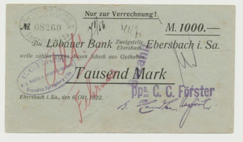 Einzelstück-Notgeldscheine aus Sachsen