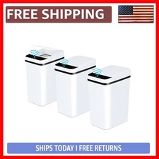 Sleek 2.2 Gallon Motion Sensor Trash Bins - 3 Pack Slim Design for Stylish Homes