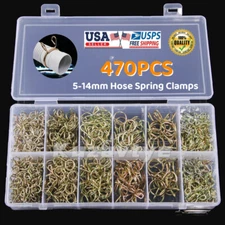 US 470PCS 5-14mm Spring Hose Clips Kit Fuel Line Water Pipe Air Tube Clamps Set
