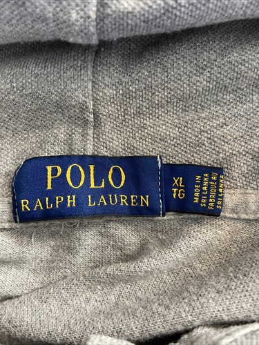 polo ralph lauren BIG PONY 1/4 button Hooded Sweatshirt Mens XL Gray - Afbeelding 10 van 10
