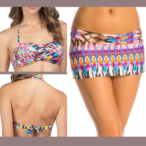 bikini top and skirt bottom