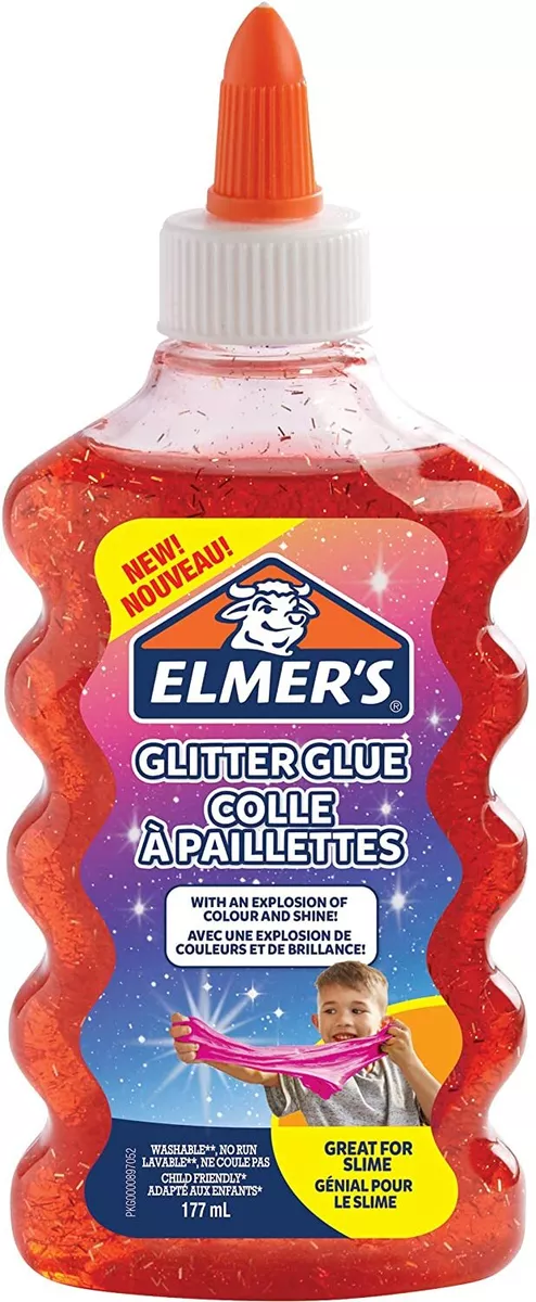 Elmer's PVA Glitter Glue Red 177 ml Washable, Kid-Friendly and No Run