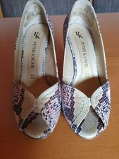 PETER KAISER Plateau Pumps Gr. 37 UK 4 Lila Beige Leder Damen Peep Toe TOP