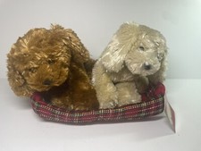 Gund Lord  Taylor LABRADOODLE Two Puppy Dogs Plush Plaid Collar NWT RARE