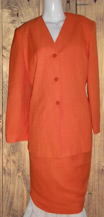 NUEVO SIN ETIQUETAS TALLA 10, TRAJE FALDA NARANJA 2 PIEZAS MORGAN MILLER ELEGANTE PARA MUJER $240 Foto 4 de 4