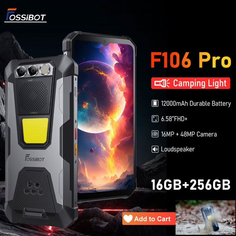 FOSSiBOT F106 PRO 4G LTE Rugged Cell Phone Android 14.0 Outdoor 