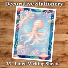 25 Sheets Decorative Paper Letter Writing Paper Color Stationery - Sea Life 036