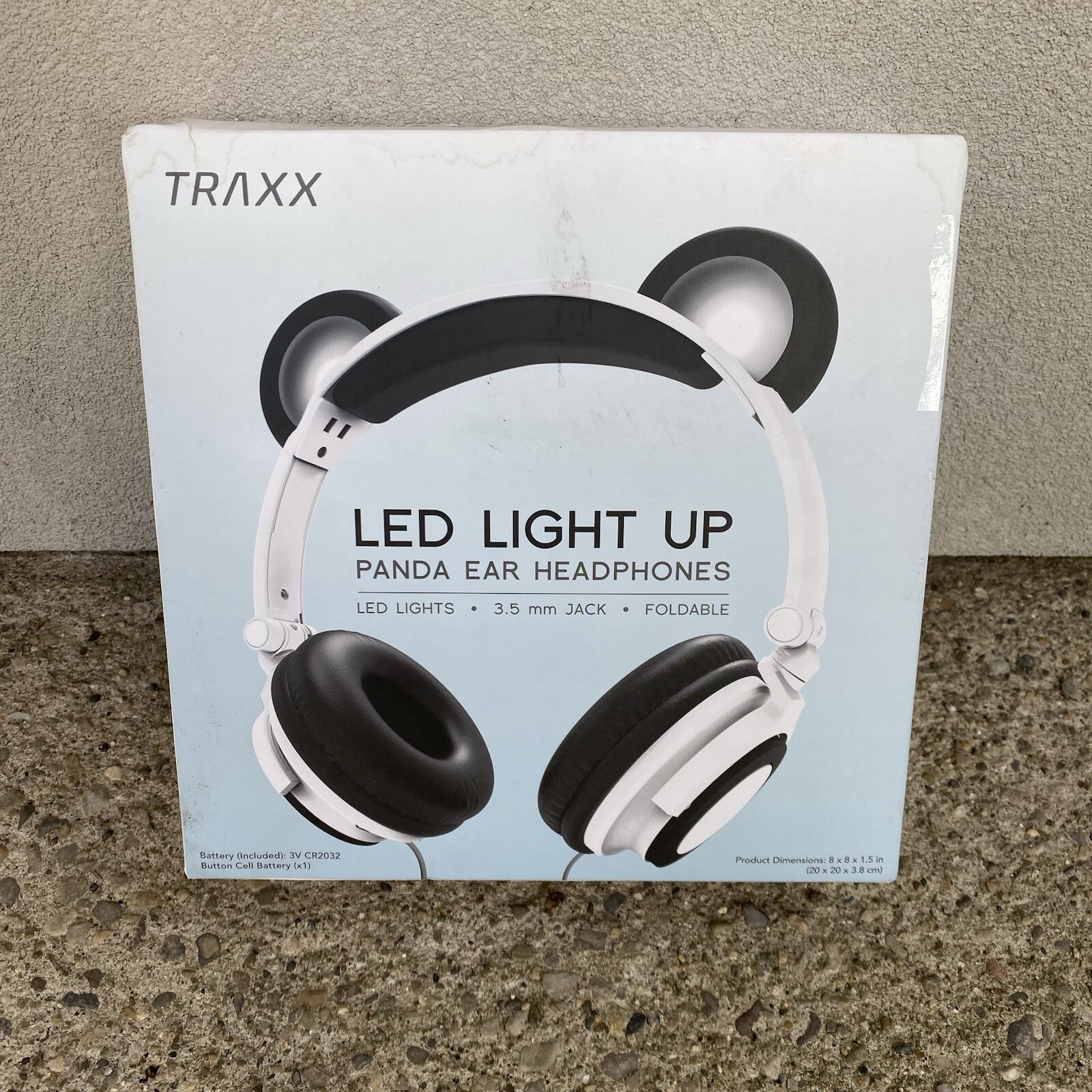 Panda  Ear Headphones LED Light Up Wired & Foldable White Traxx 8