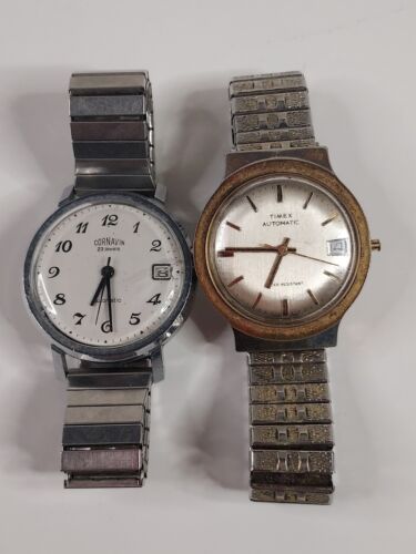 For Repair 2 Automatic Vintage Mens Watches Cornavin 23 Jewels and Timex