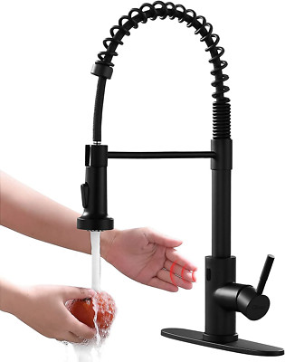 Matte Black Touchless Kitchen Faucet with Pull down Sprayer Motion Sensor Smart 