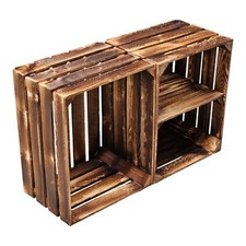 Set 2 cassette frutta trasversali vintage fiammate 50 x 40 x 30 cm rustiche vintage mensola