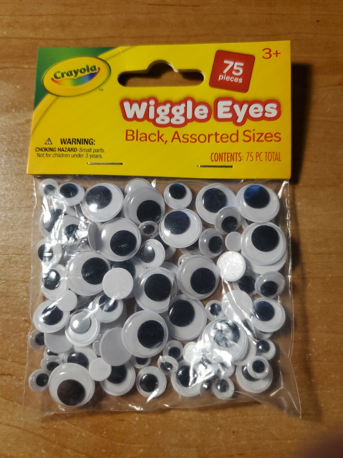 Crayola Black Wiggle Eyes Peel N Stick Bag of 75 assorted pieces Arts