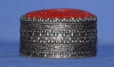 Vintage Asian Silver Plated Powder Compact Mirror Box