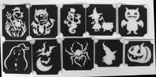 HALLOWEEN scary ghost bat witch devil set nr 2 of 10 stencils glitter tattoo