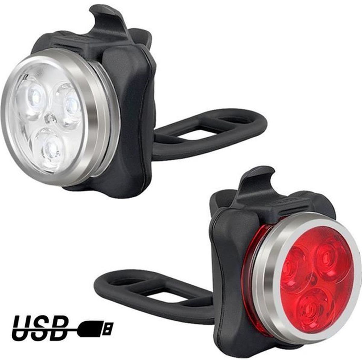 Kit Éclairage Vélo pour Vélotaf et Trajets Nocturnes Feux USB 4 Modes Lampe Guidon
