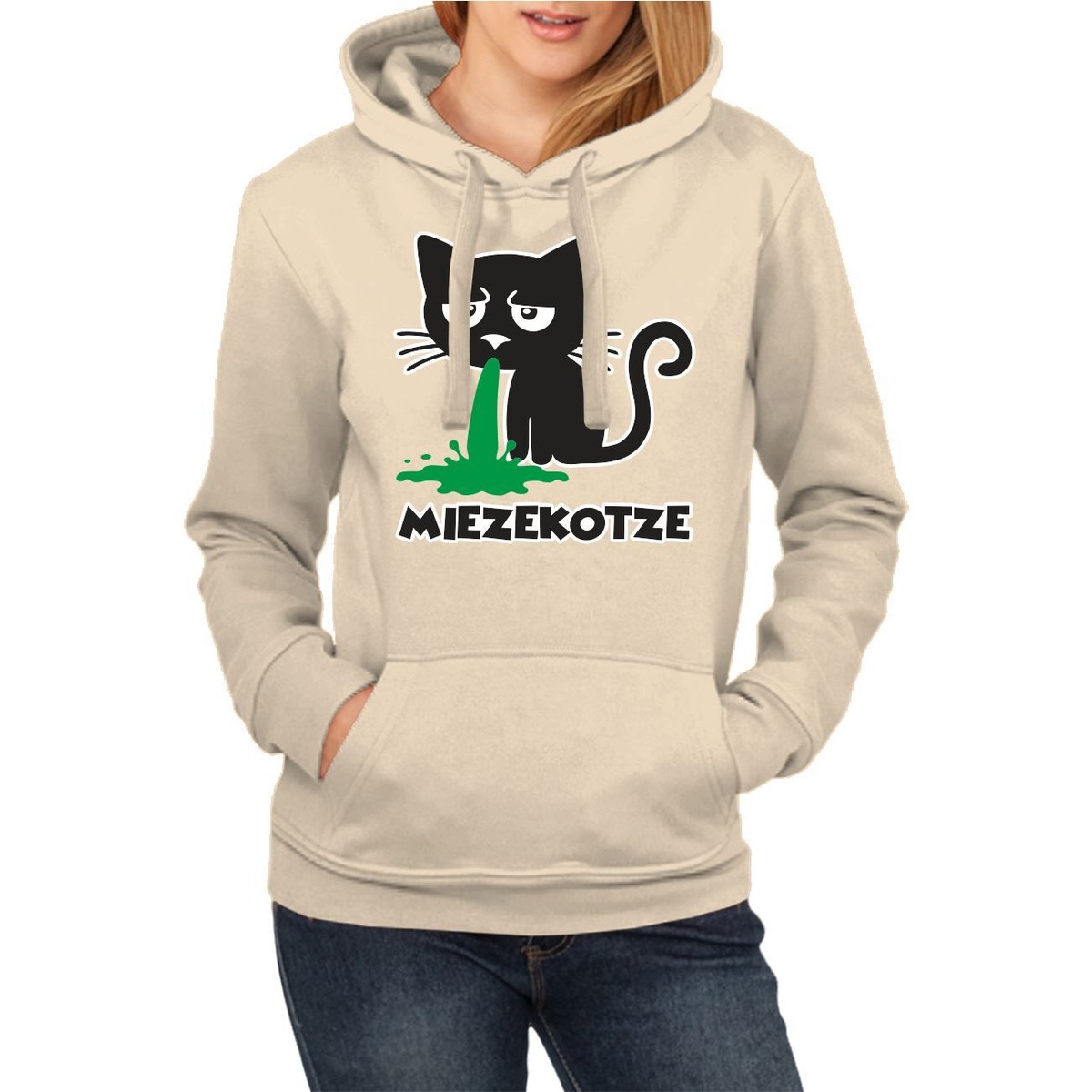 Frauen Mädchen Kapuzenpul​lover Miezekotze Hoodie Cartoon Katze Witziger  Spruch