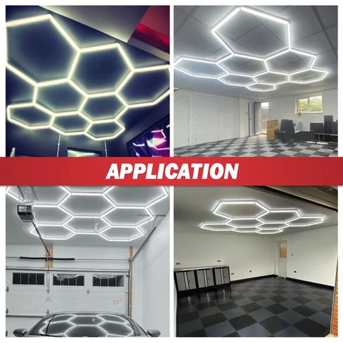 8 Grid Hexagon LED Lighting Car Detail Garage Workshop Retail Light Honeycomb - Picture 20 of 24