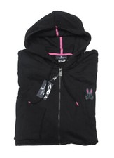 Sudadera con capucha Psycho Bunny grande y alta para hombre negra con logotipo de Drake de felpa francesa cremallera completa