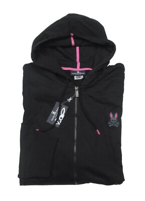 Psycho Bunny Big Tall Men's Black Drake Logo French Terry Full Zip Hoodie 