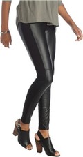 HUE Leatherette Leggings Black X-Large 16-18 W32.5" Inseam 29" 52