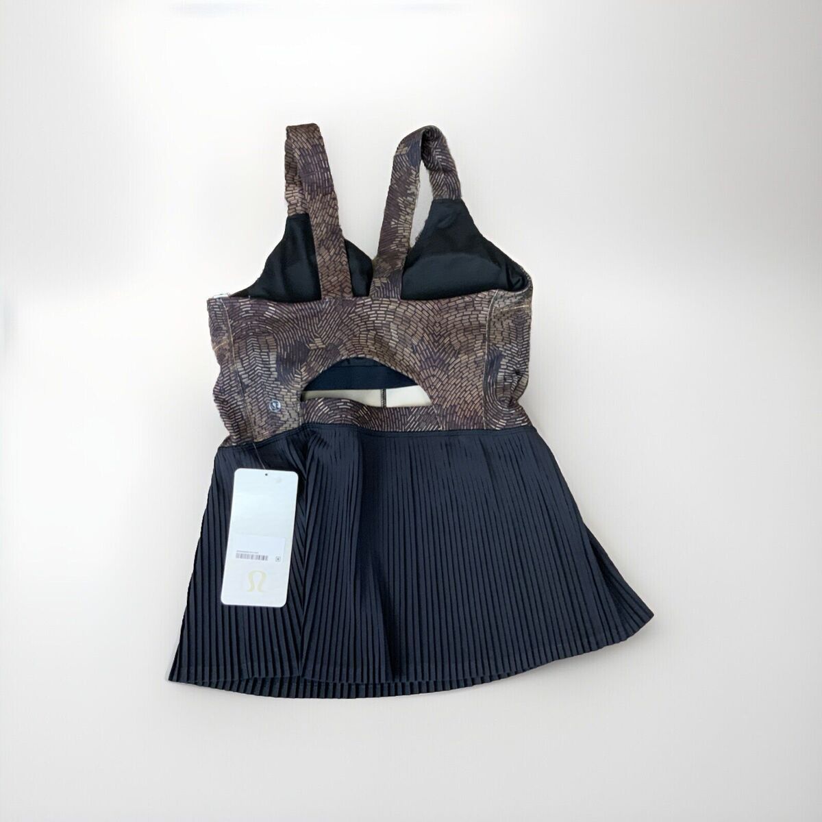Lululemon City Tank Peplum Pleated Top Black Gold Brown Lululemon City Tank Peplum Pleated Top Black Gold Brown