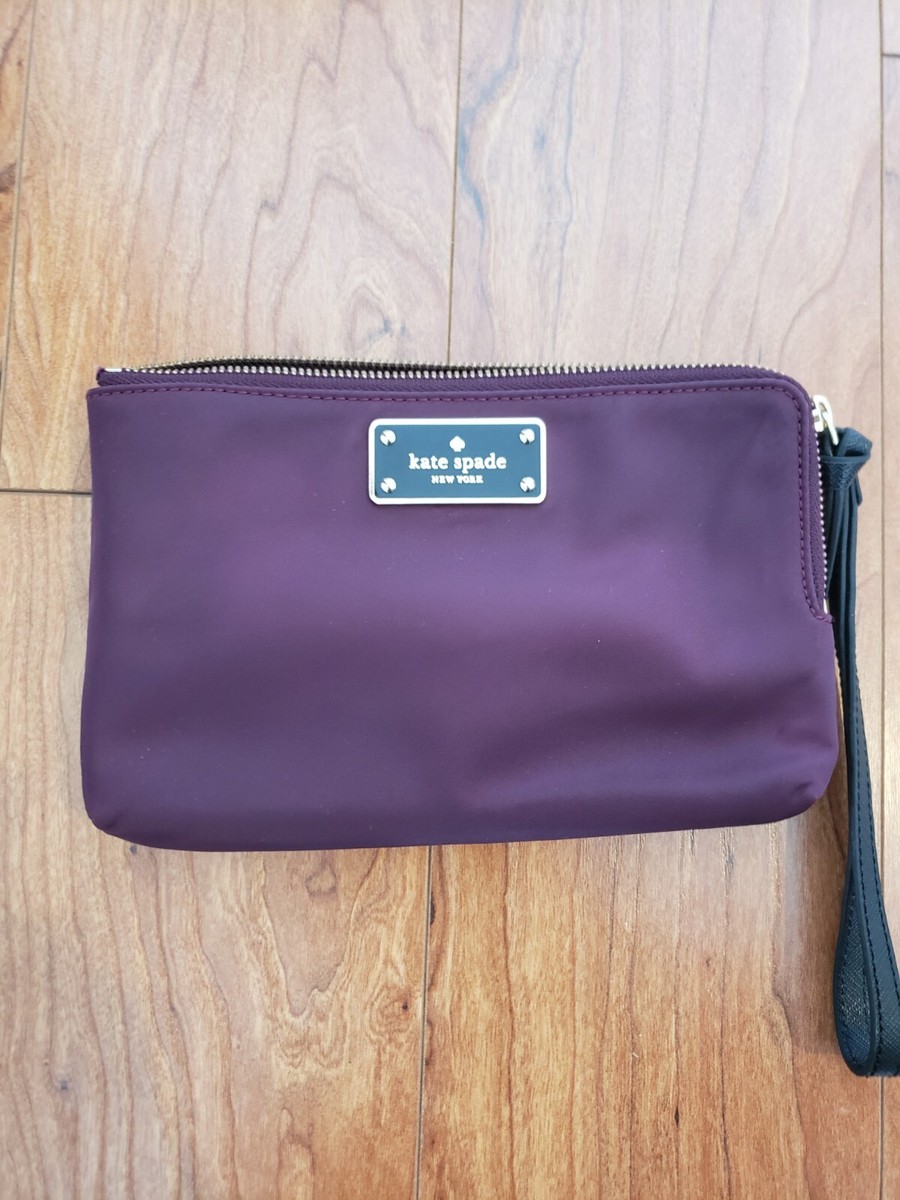 Kate Spade NY Purple Fabric Wristlet Wallet Handbag Very Good