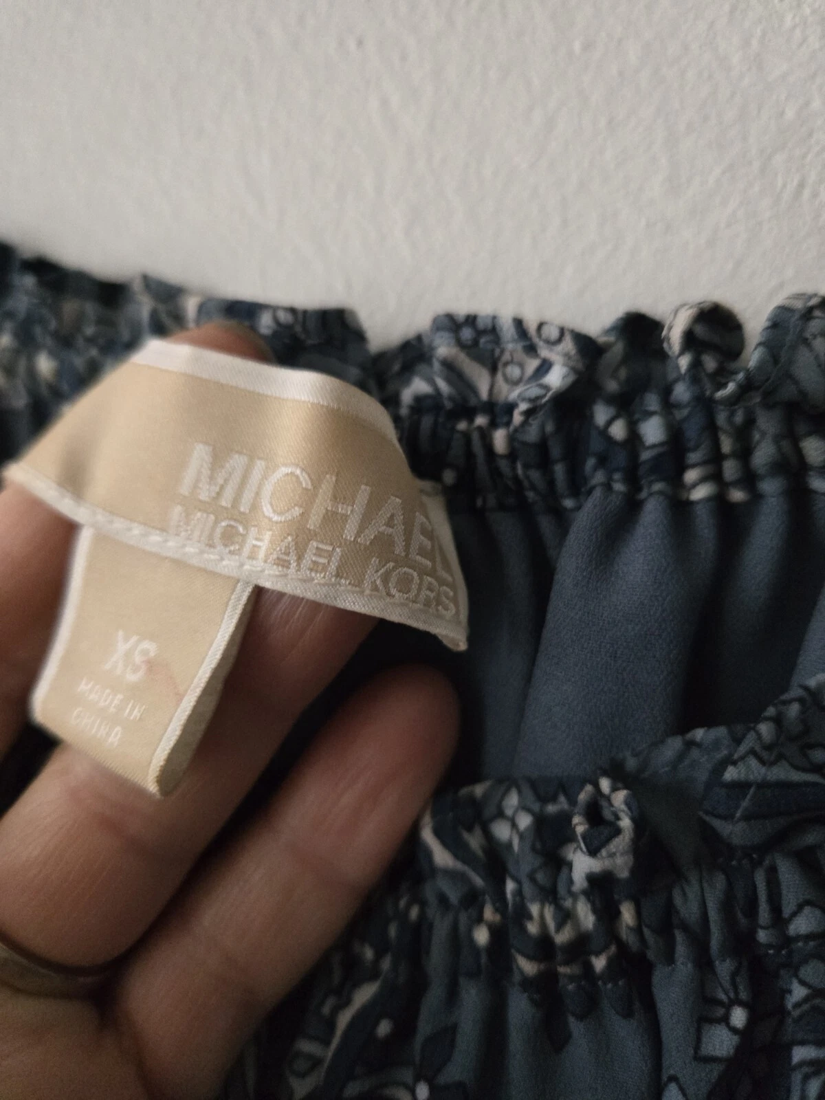 Abito donna Michael Michael Kors spalle scoperte mini stampa paisley blu taglia XS