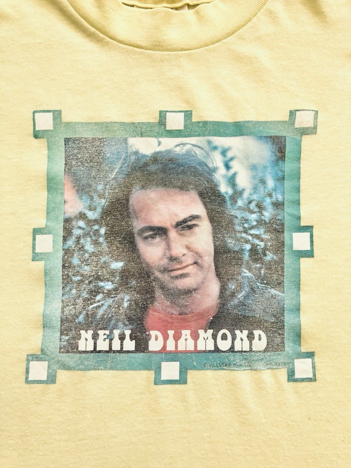 1976 RARE 1 Of 1 On Ebay Vintage Neil Diamond T-Shirt USA Size S 34-36 Yellow - Image 2 of 4