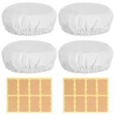 4 PCS White Cloth Sourdough Jar Cover, 4 Inch Elastic Sourdough Cover for Pro...