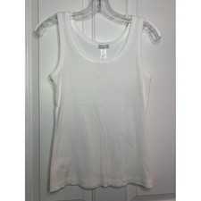 Hanro White Tank Top - Classic Scoop Ribbed Style size M