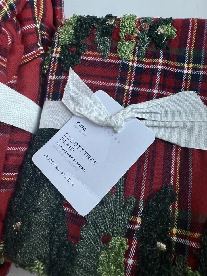 Funda nórdica y fundas Pottery Barn Elliot Tree bordadas a cuadros King/Cal King nueva con etiquetas Foto 4 de 4