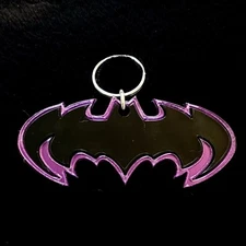 Black and Purple Bat / Batman Keychain Glass/Plastic/Wood
