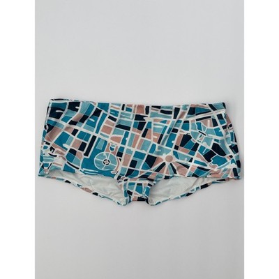 La Perla Womens Geometric Mosaic Print Boy Short Swim Bottoms Blue Teal NWT M
