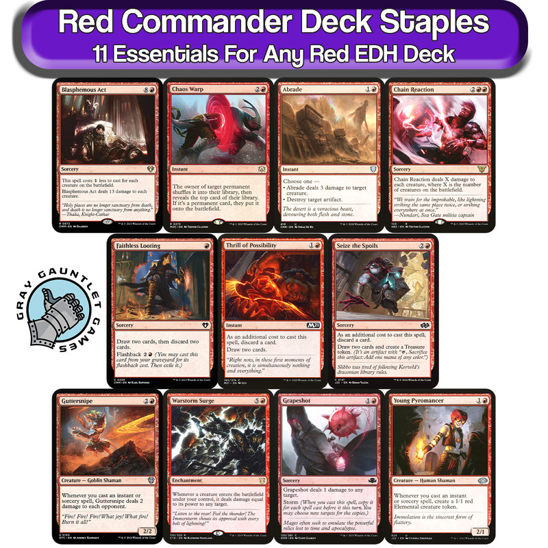 RED Commander Deck Staples Pack MTG Bundle EDH Kit Magic Draw Ramp Interaction [