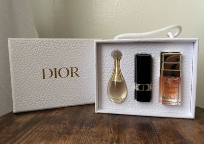 Dior Gift Set Huile de Rose 5ml, J adore 5ml, Rouge Dior Lipstick 999 Mini NEW