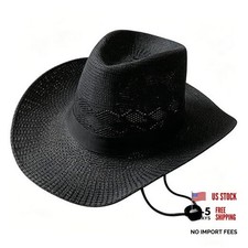 Wide Brim Cowboy Hat for Men Women Western Cowboy Accessories for Race Black