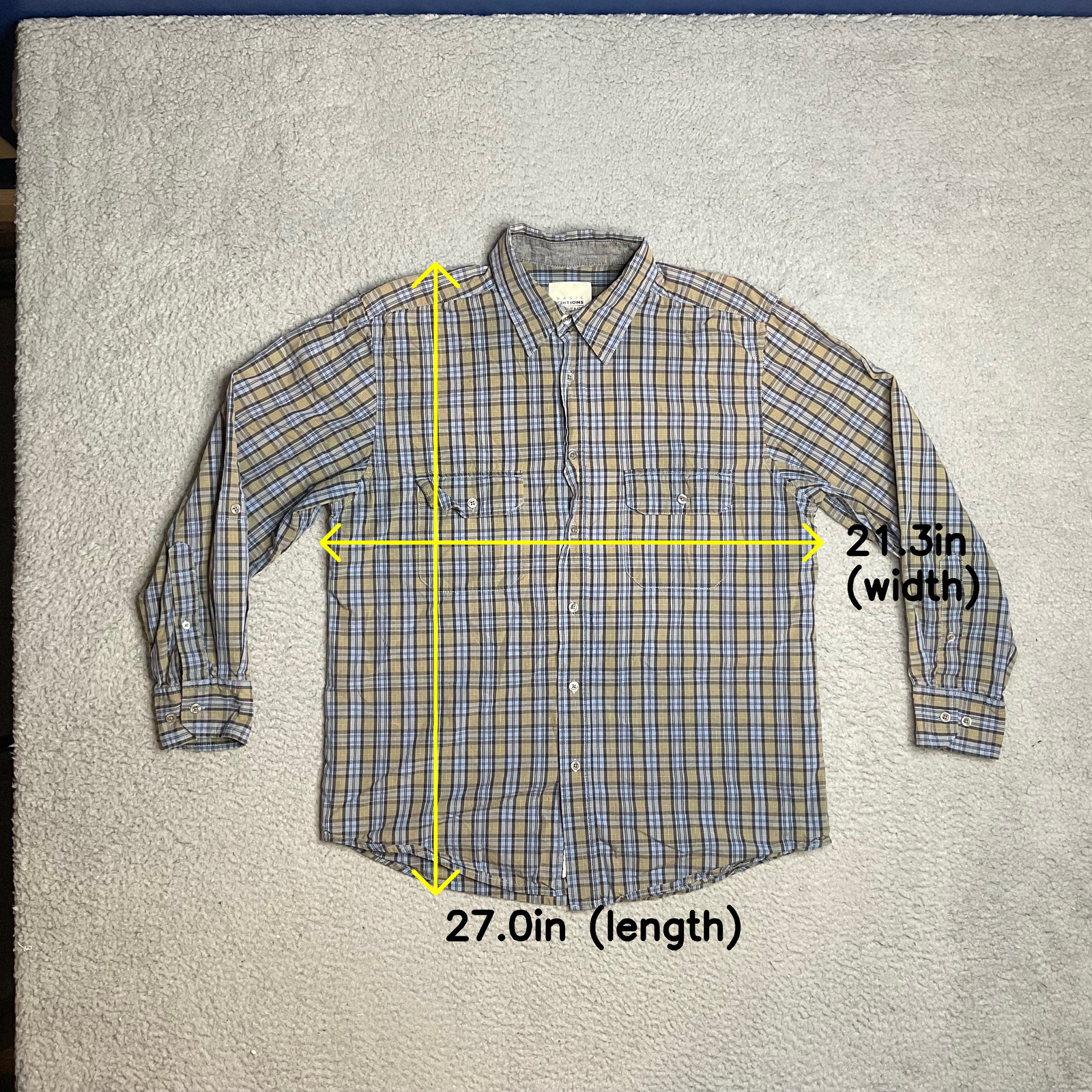 Heritage Basic Editions Blue Plaid Long Sleeve Bu… - image 7