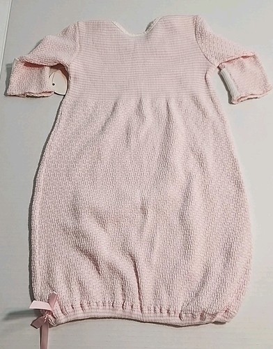 Paty Inc Baby Girl Gown w/Scratch Mitts Pink White Size 3 Months NWT - Picture 2 of 15