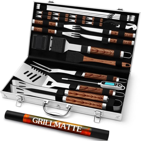 Grilliance 26-Teiliges Edelstahl GrillzubehöR Set Bbq Grillbesteck Koffer Mit-image